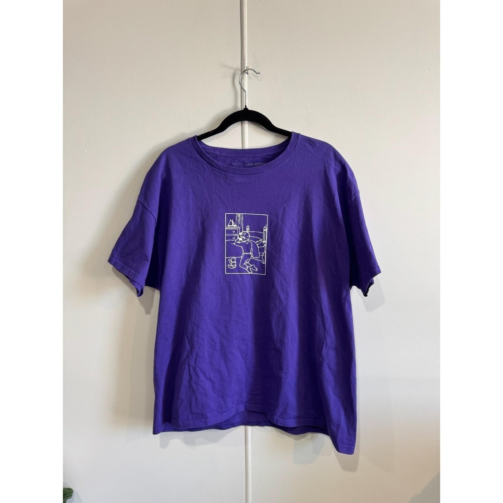 Lord Knows Prayer Text Shirt Mens XL Purple Religious Christian Tee T-Shirt